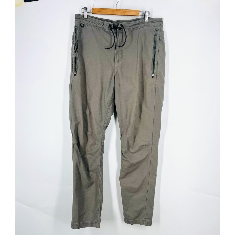 Roark Revival Mens Layover Travel Pants Grey‎ Olive Drawstring Zip Pockets 32